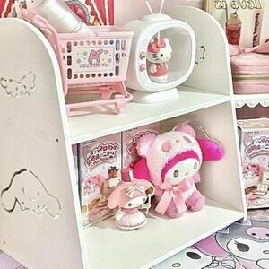 Kawaii White Double Layer Hello Kitty Shelf Makeup Holder Display Sanrio